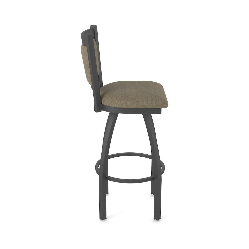 Swivel Counter Stool with Pewter Finish and Graph Cork Seat and Back
