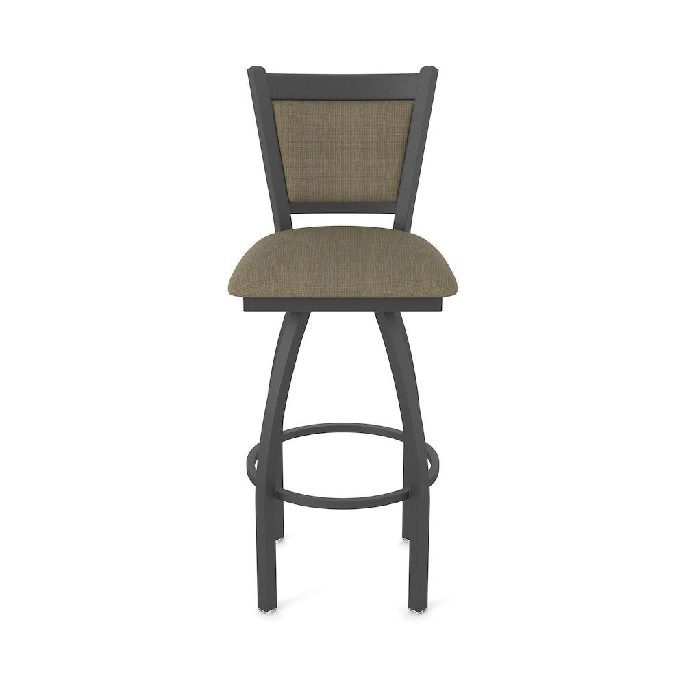 Swivel Counter Stool with Pewter Finish and Graph Cork Seat and Back