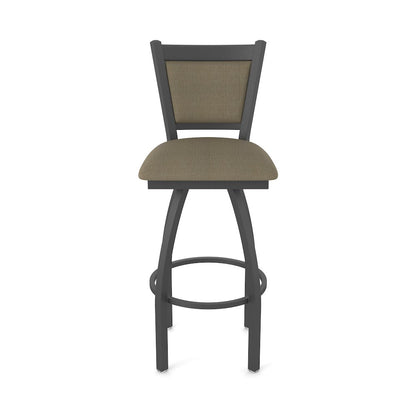 Swivel Counter Stool with Pewter Finish and Graph Cork Seat and Back