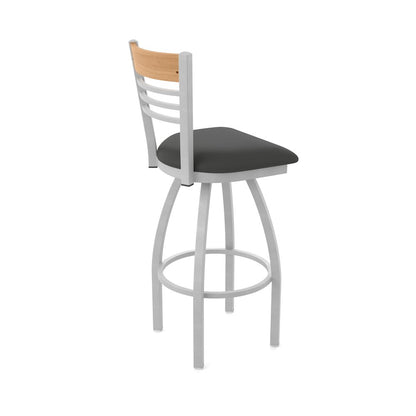 25" Swivel Counter Stool, Anodized Nickel Finish, Medium Back, Canter Iron Seat