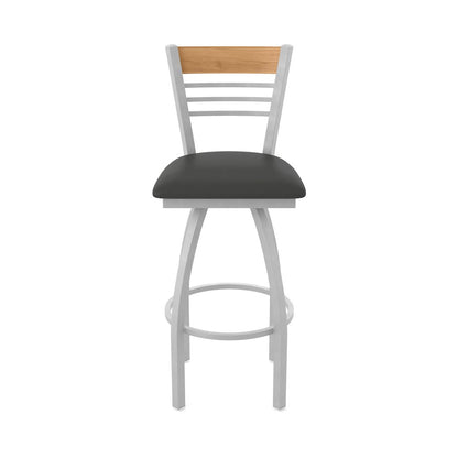 25" Swivel Counter Stool, Anodized Nickel Finish, Medium Back, Canter Iron Seat