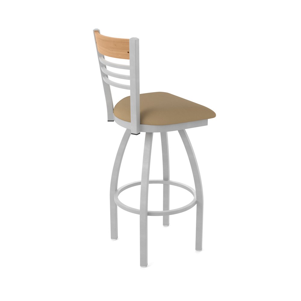25" Swivel Counter Stool, Anodized Nickel Finish, Medium Back, Canter Sand Seat
