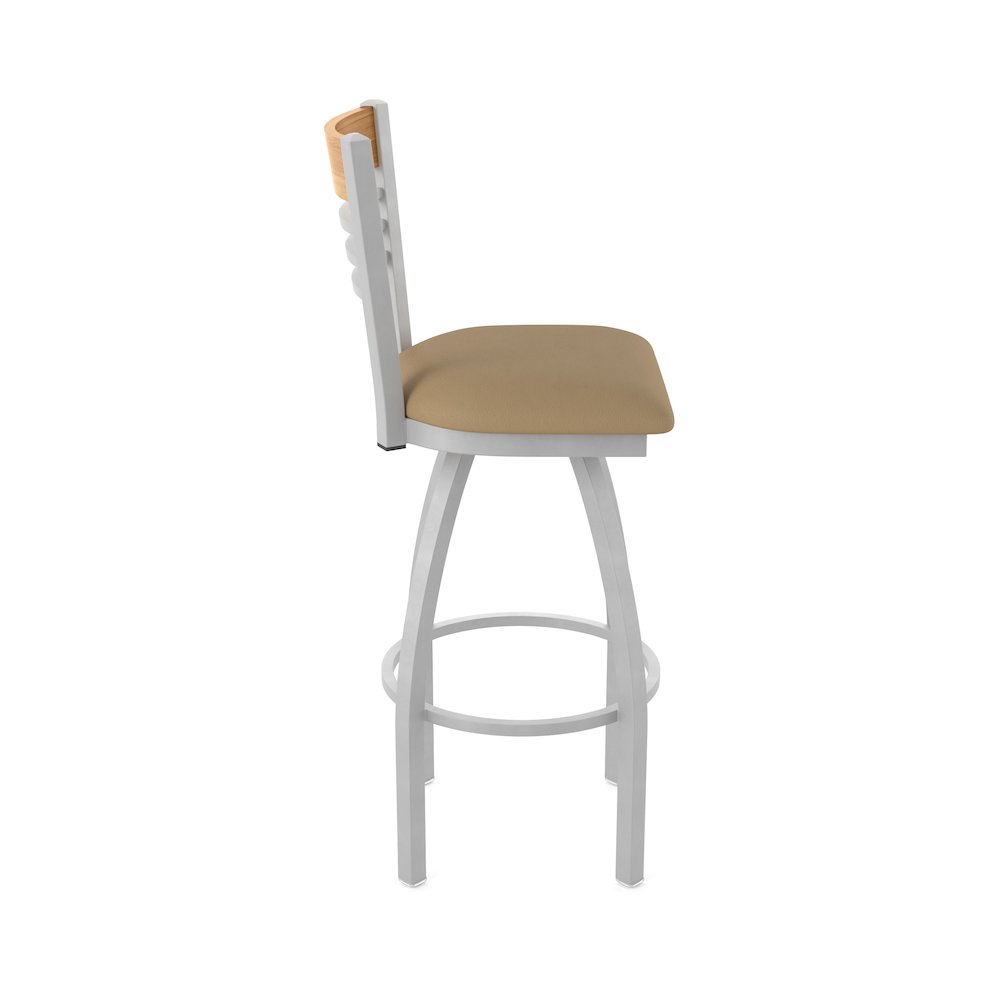 25" Swivel Counter Stool, Anodized Nickel Finish, Medium Back, Canter Sand Seat