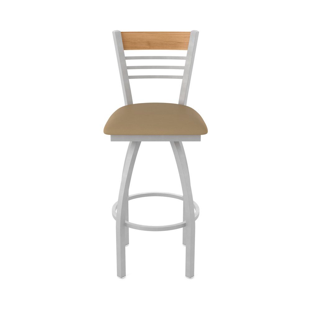 25" Swivel Counter Stool, Anodized Nickel Finish, Medium Back, Canter Sand Seat