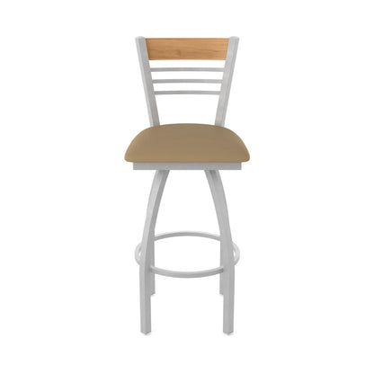 25" Swivel Counter Stool, Anodized Nickel Finish, Medium Back, Canter Sand Seat