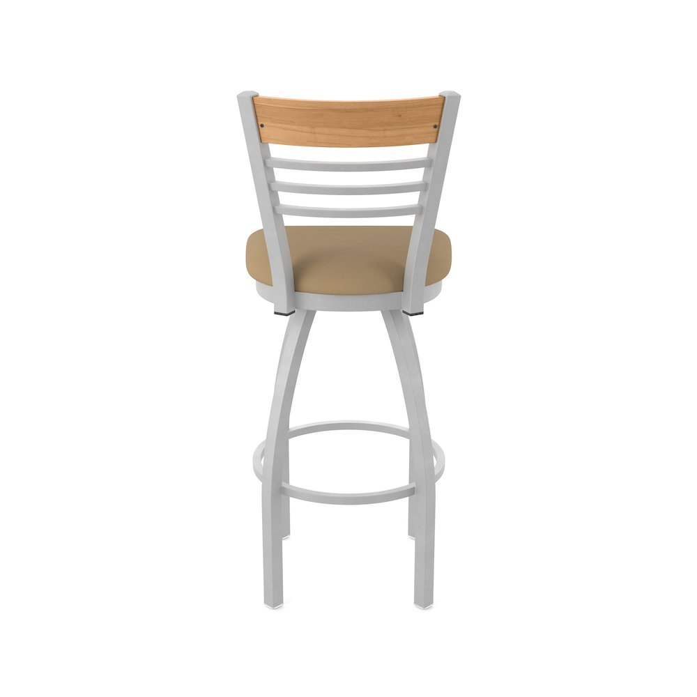 25" Swivel Counter Stool, Anodized Nickel Finish, Medium Back, Canter Sand Seat