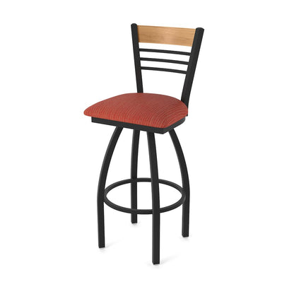 25" Swivel Counter Stool, Black Wrinkle Finish, Medium Back, Graph Poppy Seat
