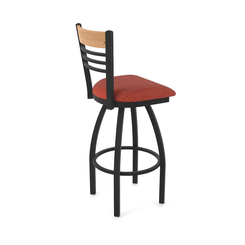 25" Swivel Counter Stool, Black Wrinkle Finish, Medium Back, Graph Poppy Seat
