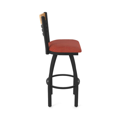 25" Swivel Counter Stool, Black Wrinkle Finish, Medium Back, Graph Poppy Seat