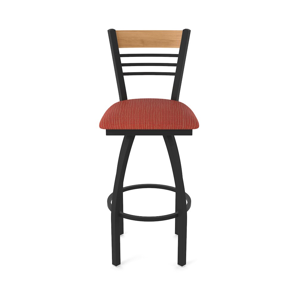 25" Swivel Counter Stool, Black Wrinkle Finish, Medium Back, Graph Poppy Seat