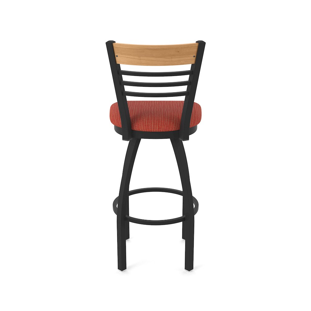25" Swivel Counter Stool, Black Wrinkle Finish, Medium Back, Graph Poppy Seat