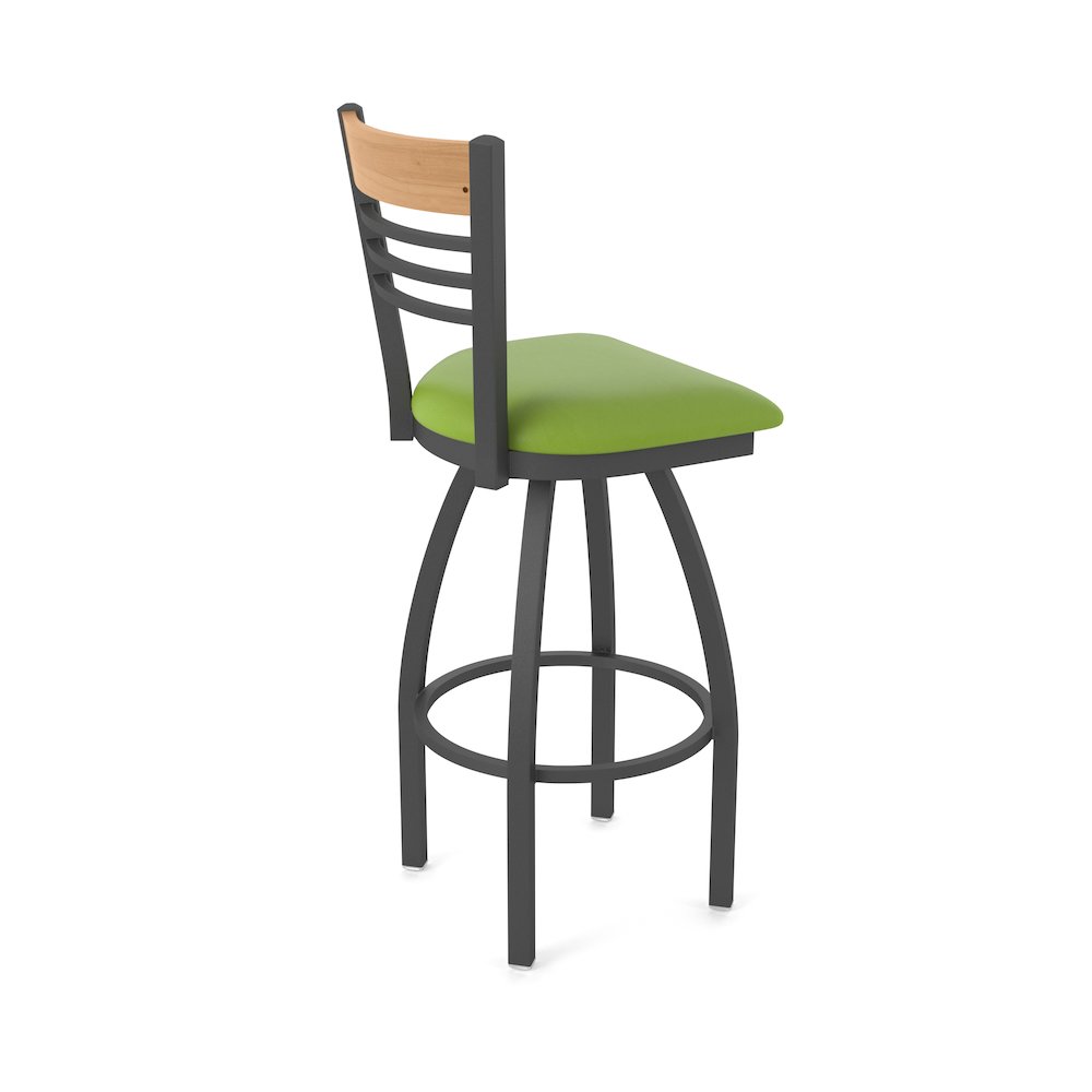 25" Swivel Counter Stool, Pewter Finish, Medium Back, Canter Kiwi Green Seat