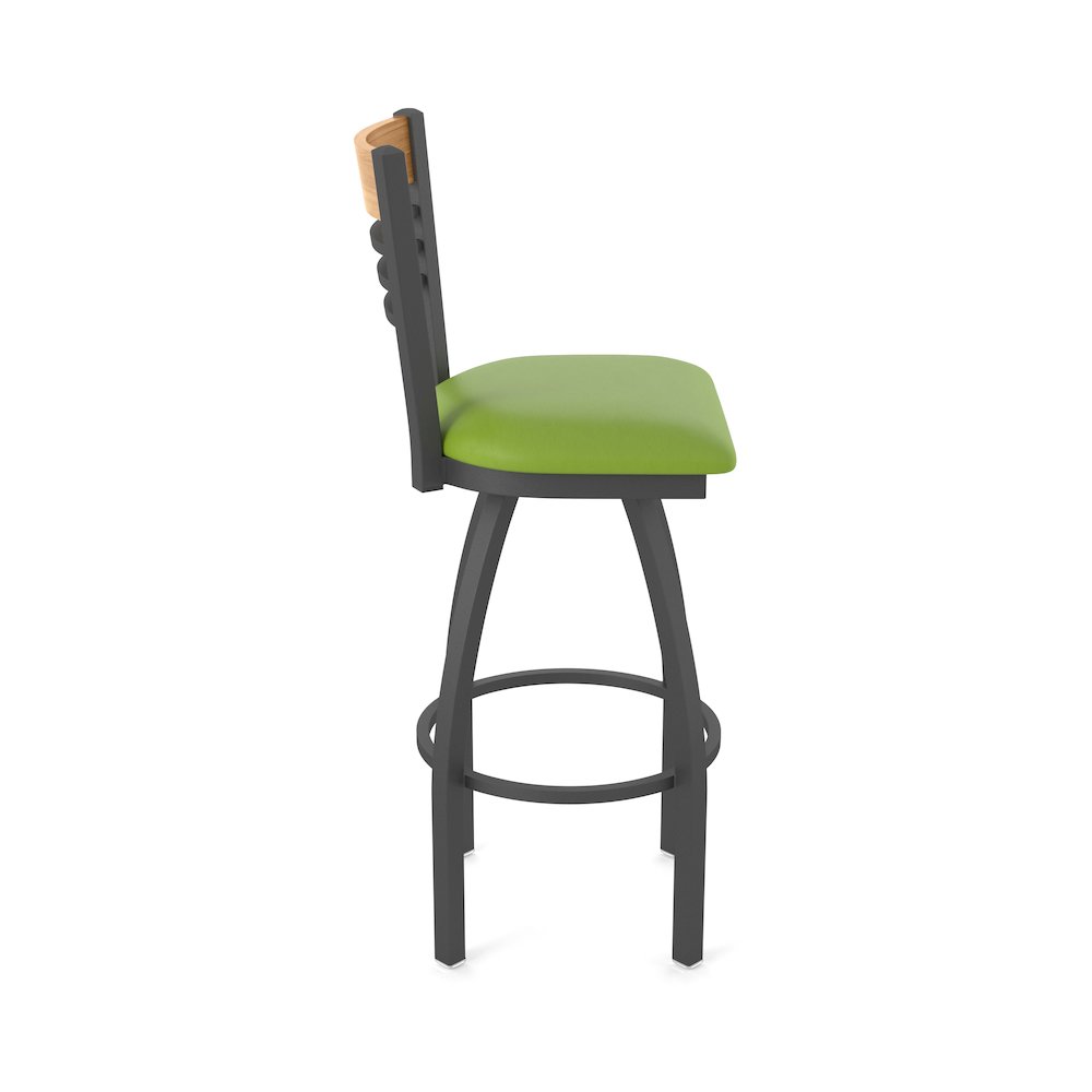 25" Swivel Counter Stool, Pewter Finish, Medium Back, Canter Kiwi Green Seat