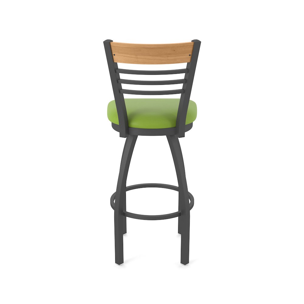 25" Swivel Counter Stool, Pewter Finish, Medium Back, Canter Kiwi Green Seat