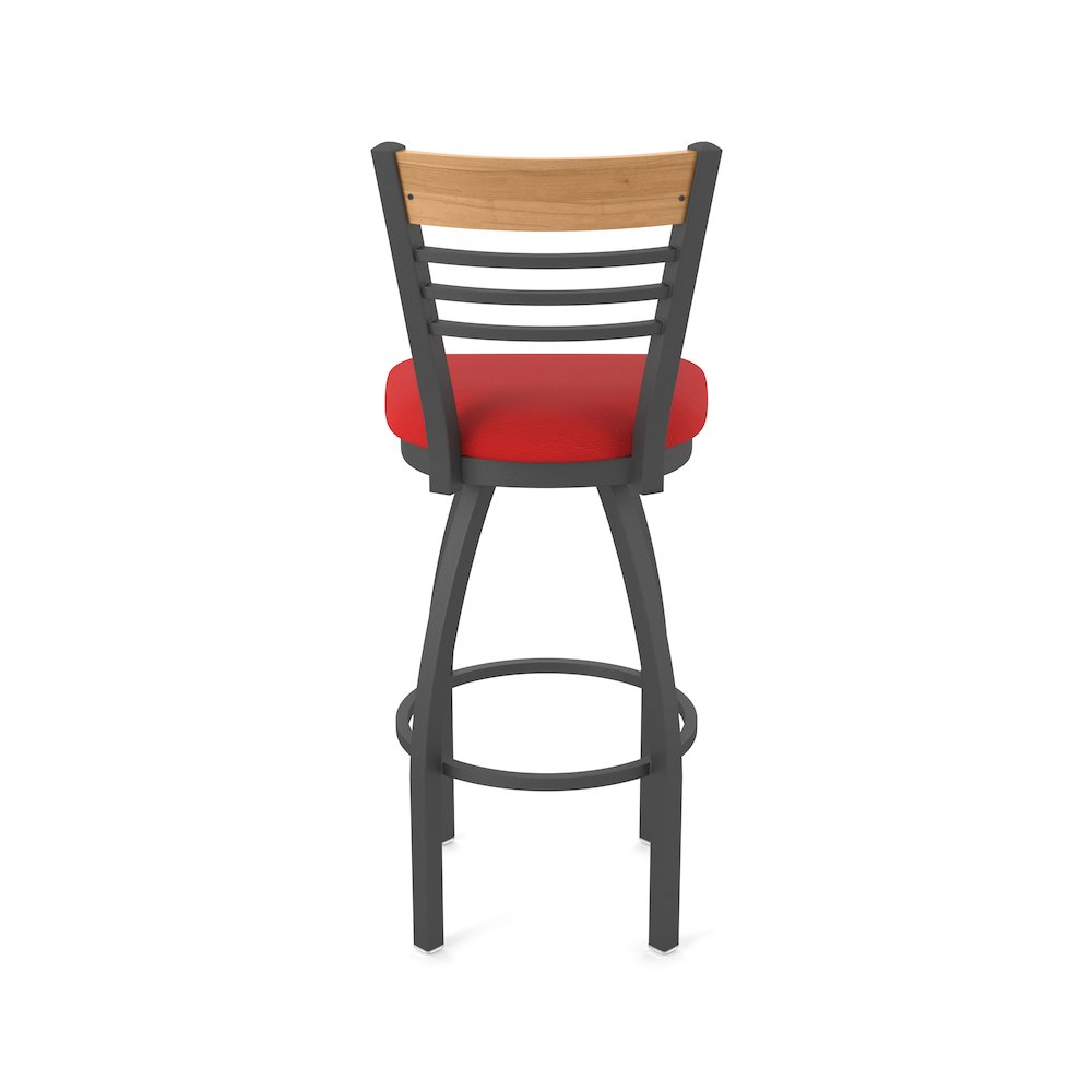 25" Swivel Counter Stool, Pewter Finish, Medium Back, Canter Red Seat