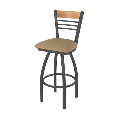 25" Swivel Counter Stool, Pewter Finish, Medium Back, Canter Sand Seat