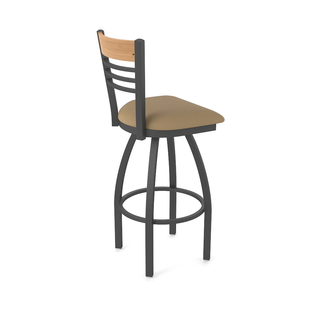 25" Swivel Counter Stool, Pewter Finish, Medium Back, Canter Sand Seat