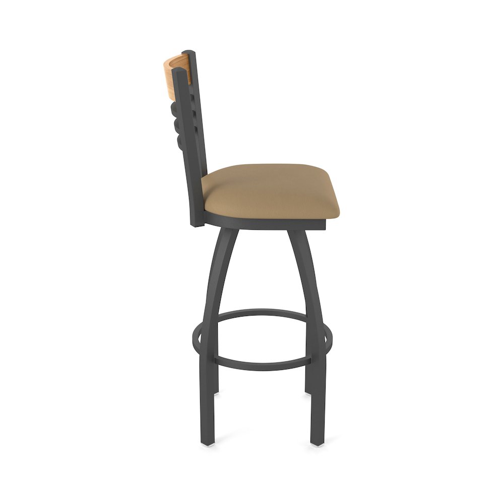 25" Swivel Counter Stool, Pewter Finish, Medium Back, Canter Sand Seat