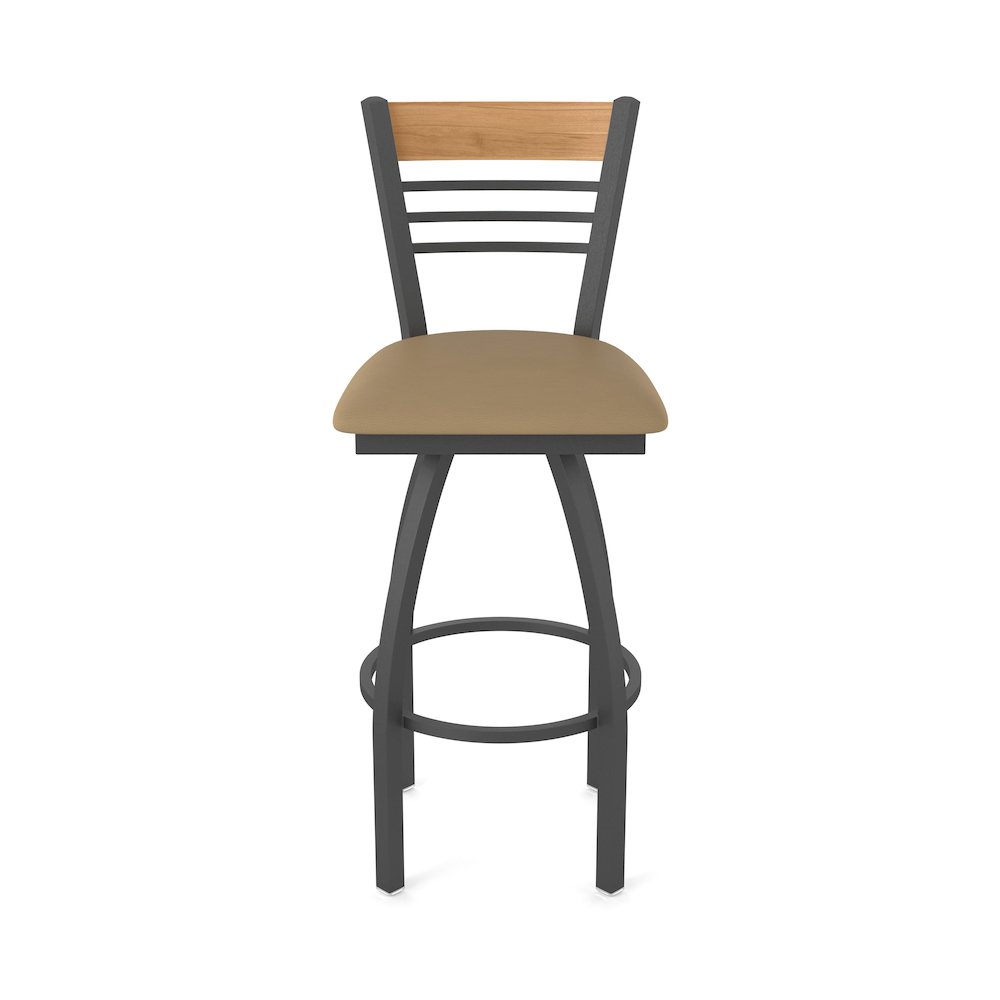 25" Swivel Counter Stool, Pewter Finish, Medium Back, Canter Sand Seat