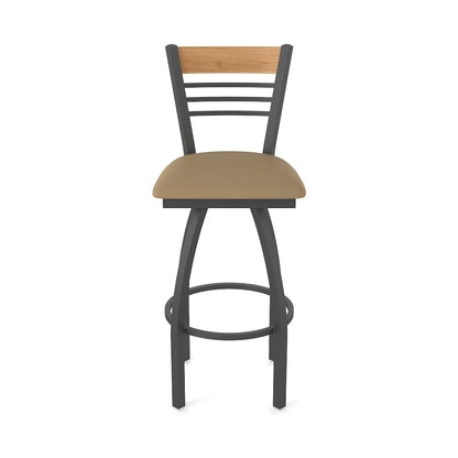25" Swivel Counter Stool, Pewter Finish, Medium Back, Canter Sand Seat
