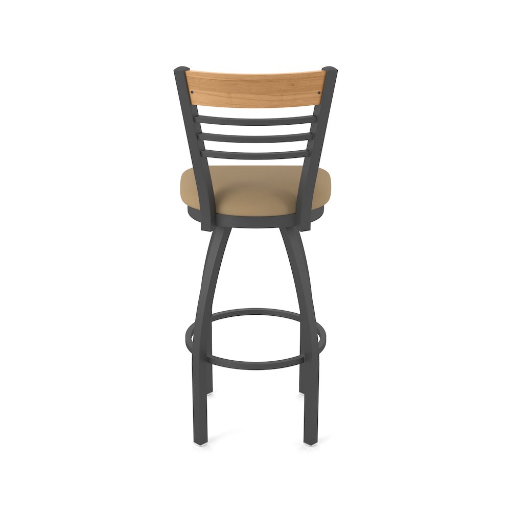 25" Swivel Counter Stool, Pewter Finish, Medium Back, Canter Sand Seat