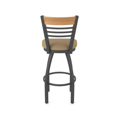 25" Swivel Counter Stool, Pewter Finish, Medium Back, Canter Sand Seat