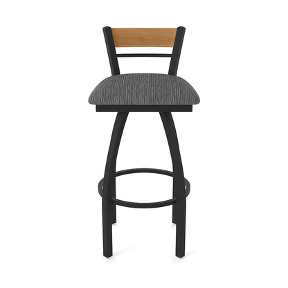 25" Swivel Counter Stool, Black Wrinkle Finish, Medium Back, Graph Coal Seat