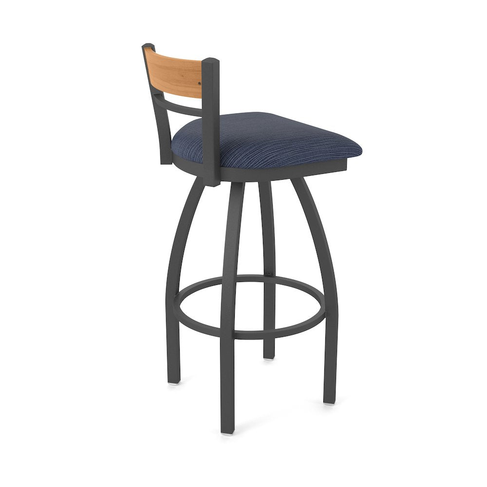 25" Swivel Counter Stool, Pewter Finish, Medium Back, Graph Anchor Seat