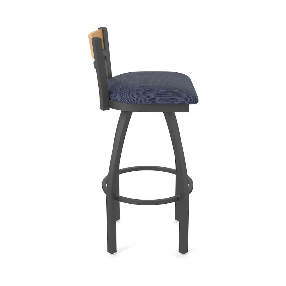25" Swivel Counter Stool, Pewter Finish, Medium Back, Graph Anchor Seat