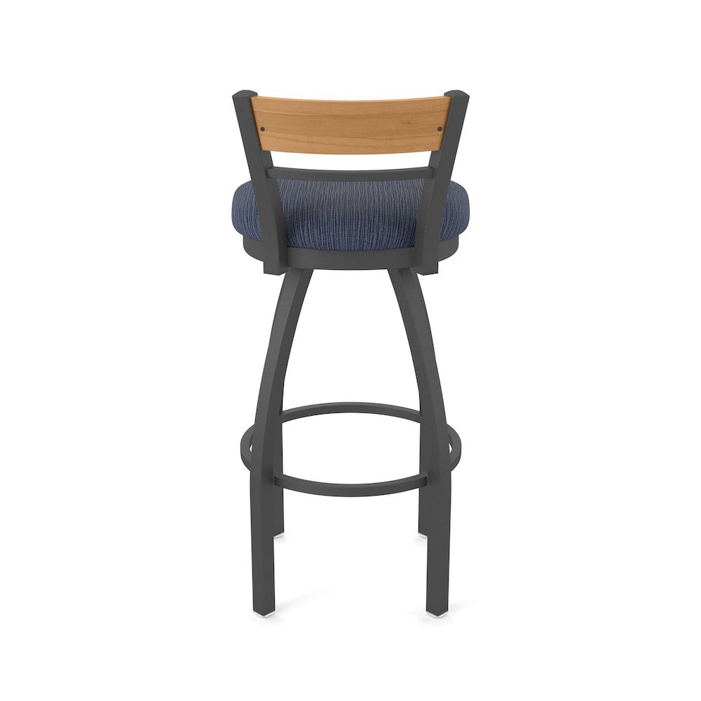 25" Swivel Counter Stool, Pewter Finish, Medium Back, Graph Anchor Seat
