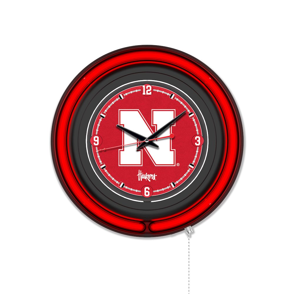 University of Nebraska 15" Double Neon Wall Clock