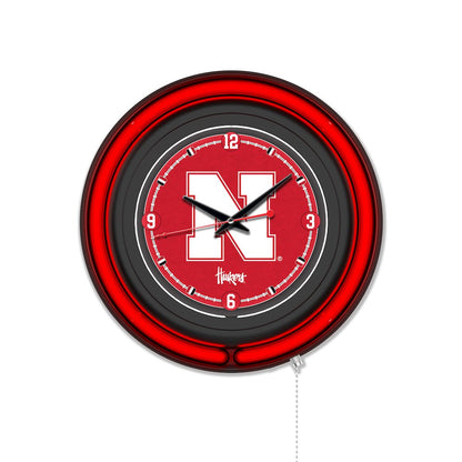 University of Nebraska 15" Double Neon Wall Clock