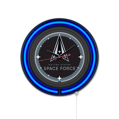 United States Space Force 15" Double Neon Wall Clock