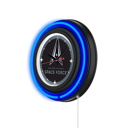 United States Space Force 15" Double Neon Wall Clock