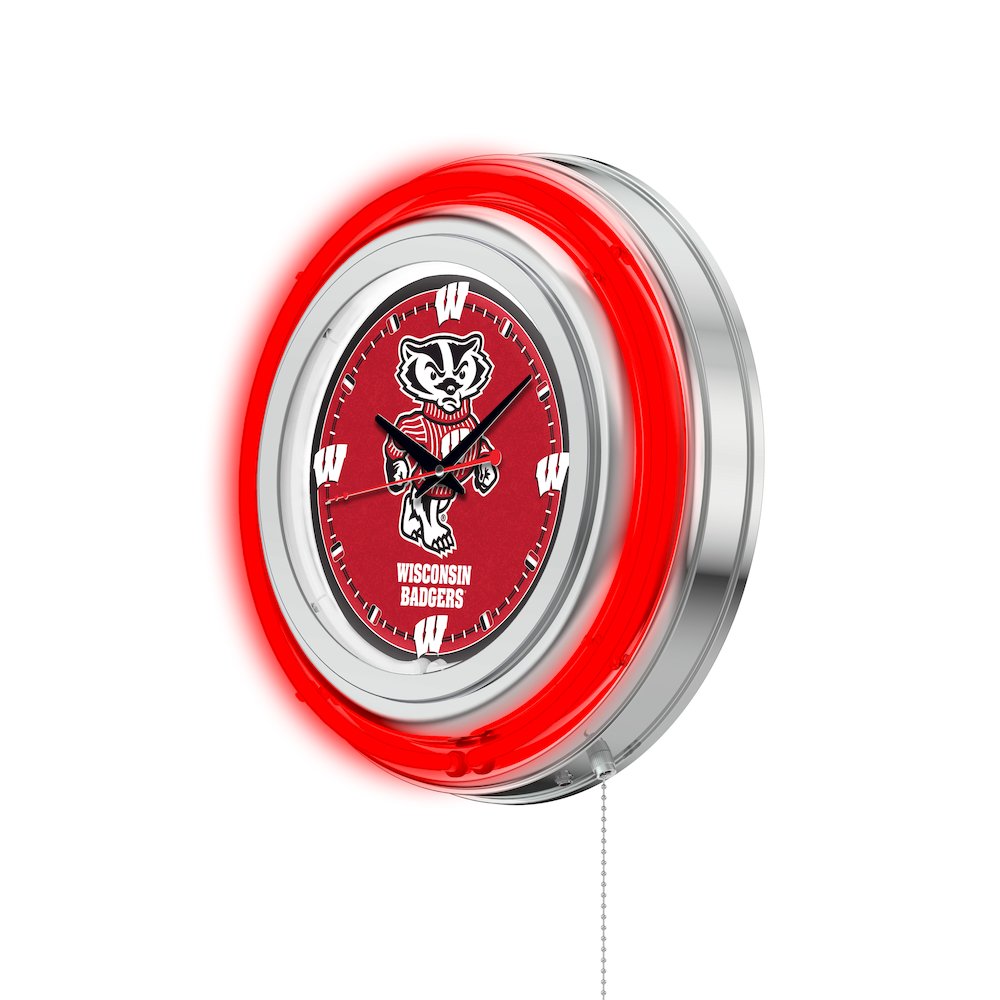 Wisconsin "Badger" Neon Clock