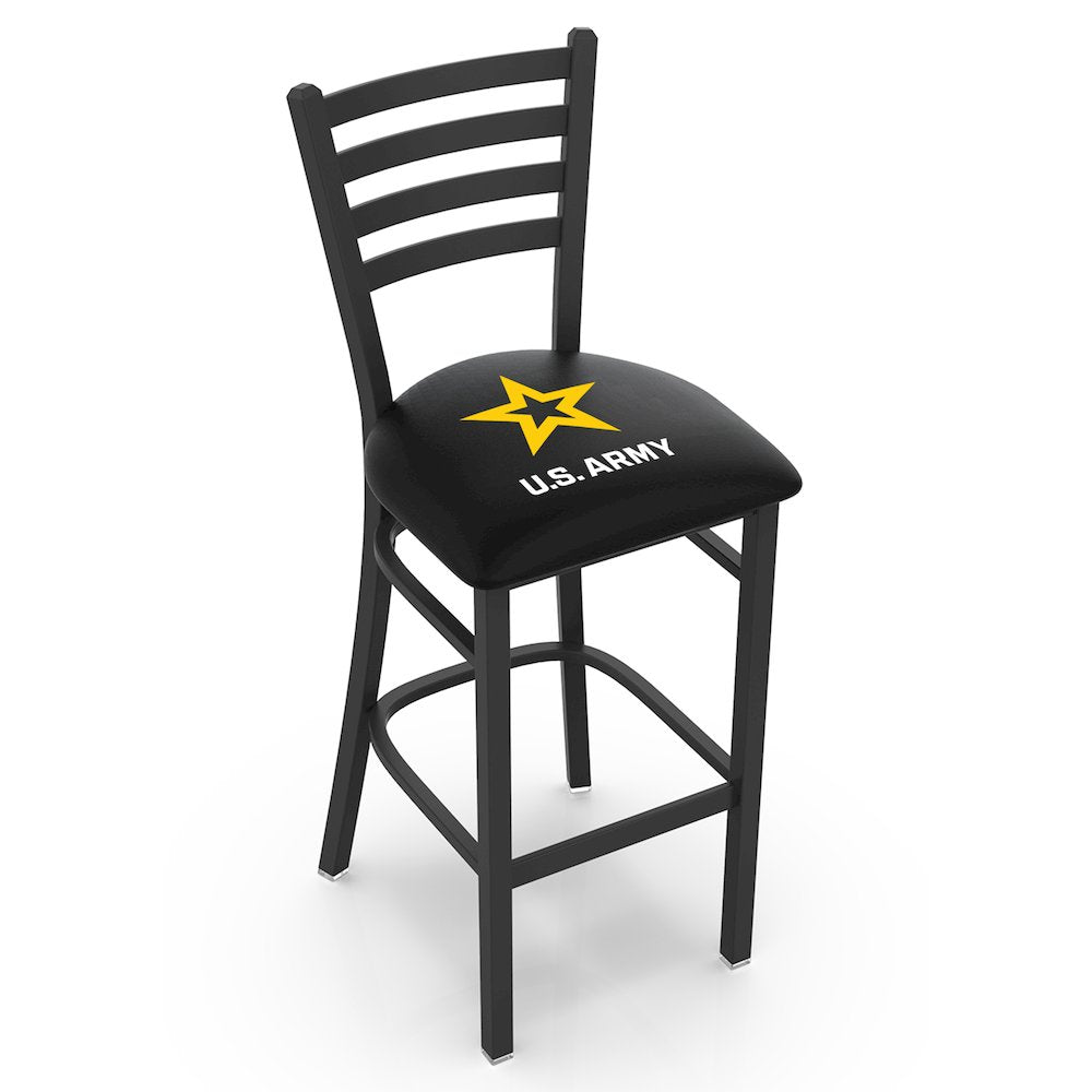 L004 - 25" Black Wrinkle U.S. Army Stationary Counter Stool with Ladder Style Back by Holland Bar Stool Co.