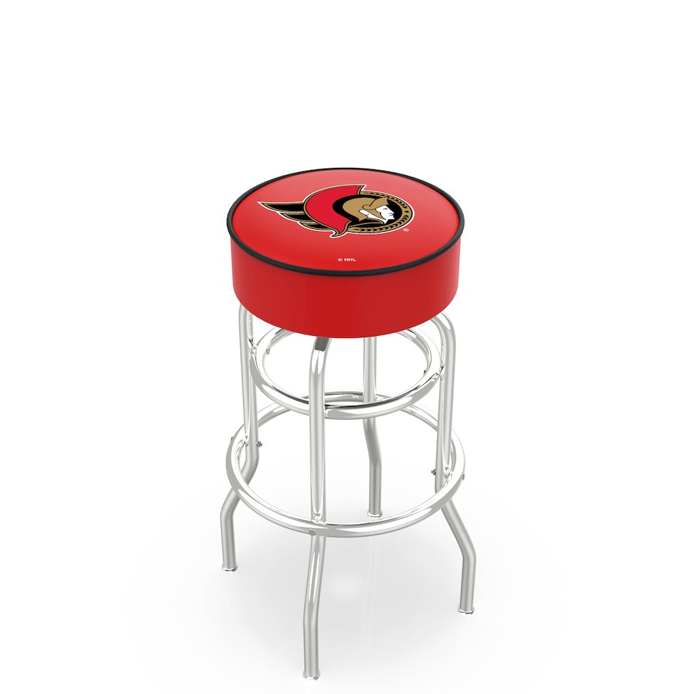25" L7C1 - 4" Ottawa Senators Cushion Seat with Double-Ring Chrome Base Swivel Bar Stool by Holland Bar Stool Company