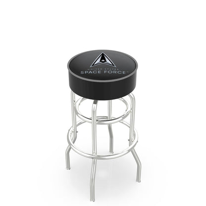 U.S. Space Force 25" Double-Ring Swivel Counter Stool with Chrome Finish