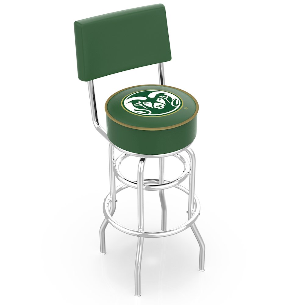 25" L7C4 - Chrome Double Ring Colorado State Swivel Bar Stool with a Back by Holland Bar Stool Company