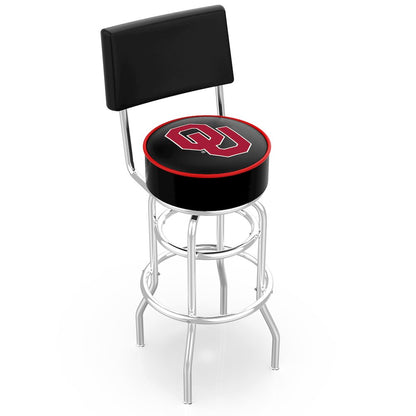 25" L7C4 - Chrome Double Ring Oklahoma Swivel Bar Stool with a Back by Holland Bar Stool Company