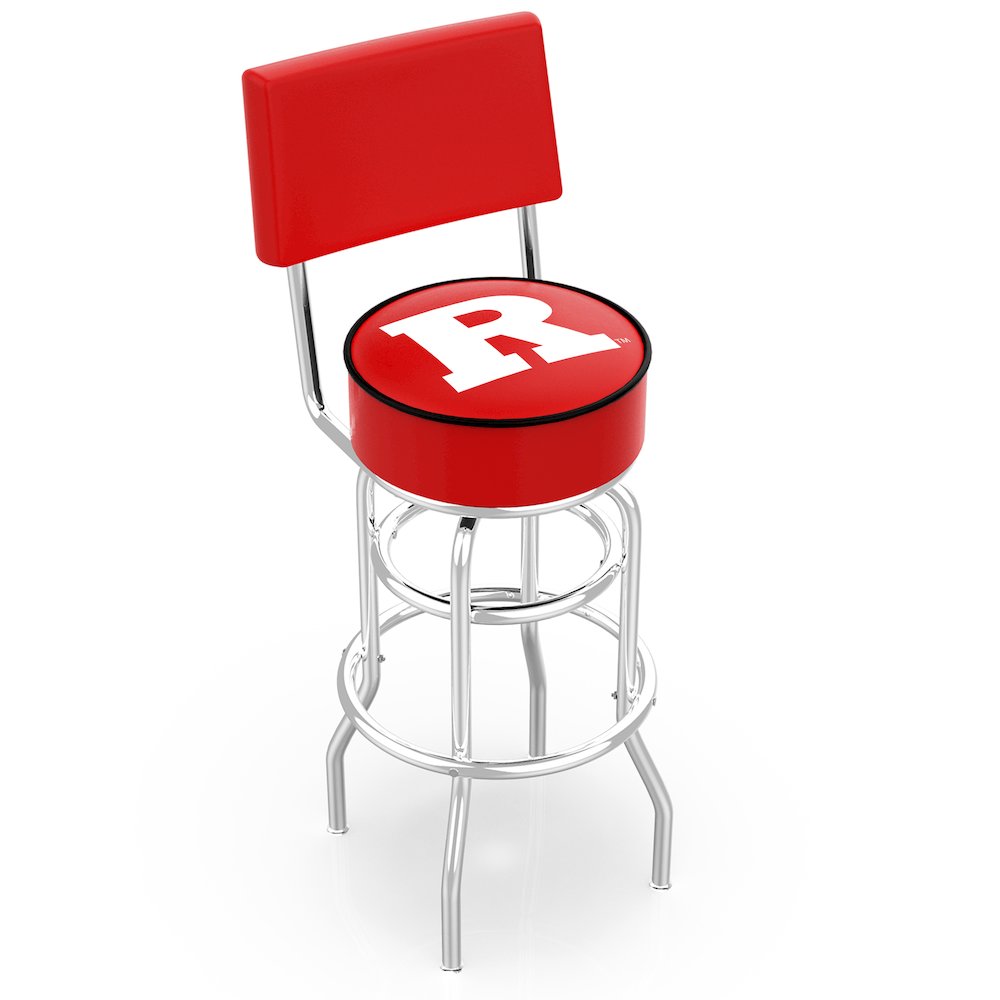 25" L7C4 - Chrome Double Ring Rutgers Swivel Bar Stool with a Back by Holland Bar Stool Company