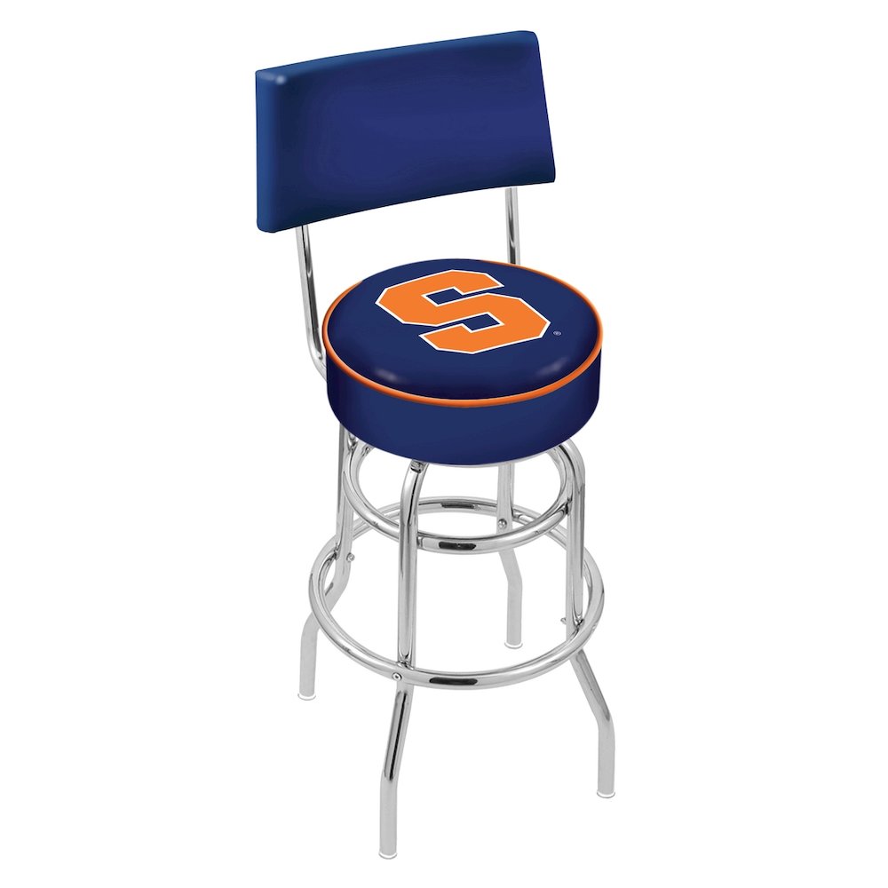 25" L7C4 - Chrome Double Ring Syracuse Swivel Bar Stool with a Back by Holland Bar Stool Company