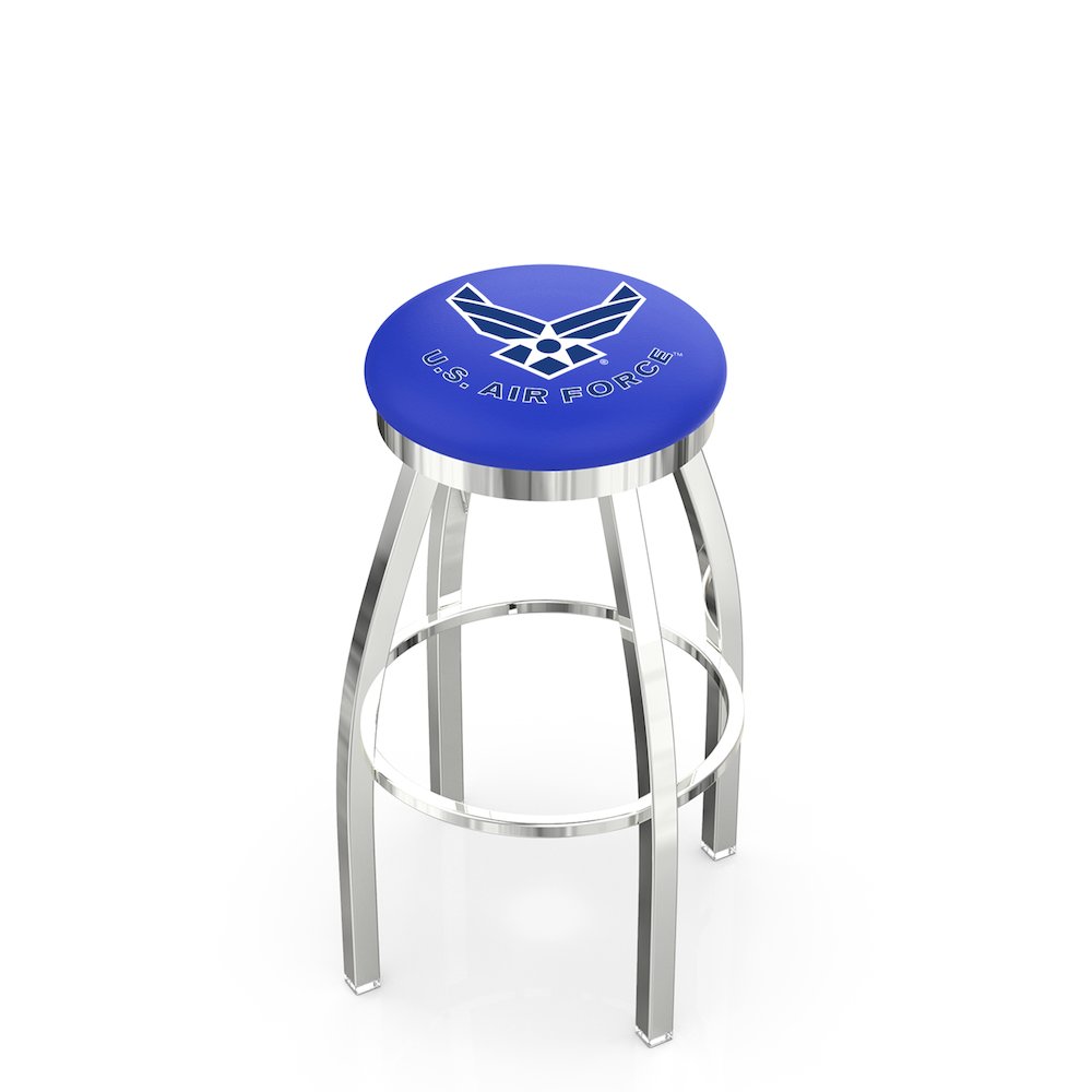 36" L8C2C - Chrome U.S. Air Force Swivel Bar Stool with Accent Ring by Holland Bar Stool Company