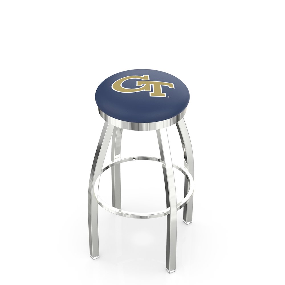 25" L8C2C - Chrome Georgia Tech Swivel Bar Stool with Accent Ring by Holland Bar Stool Company