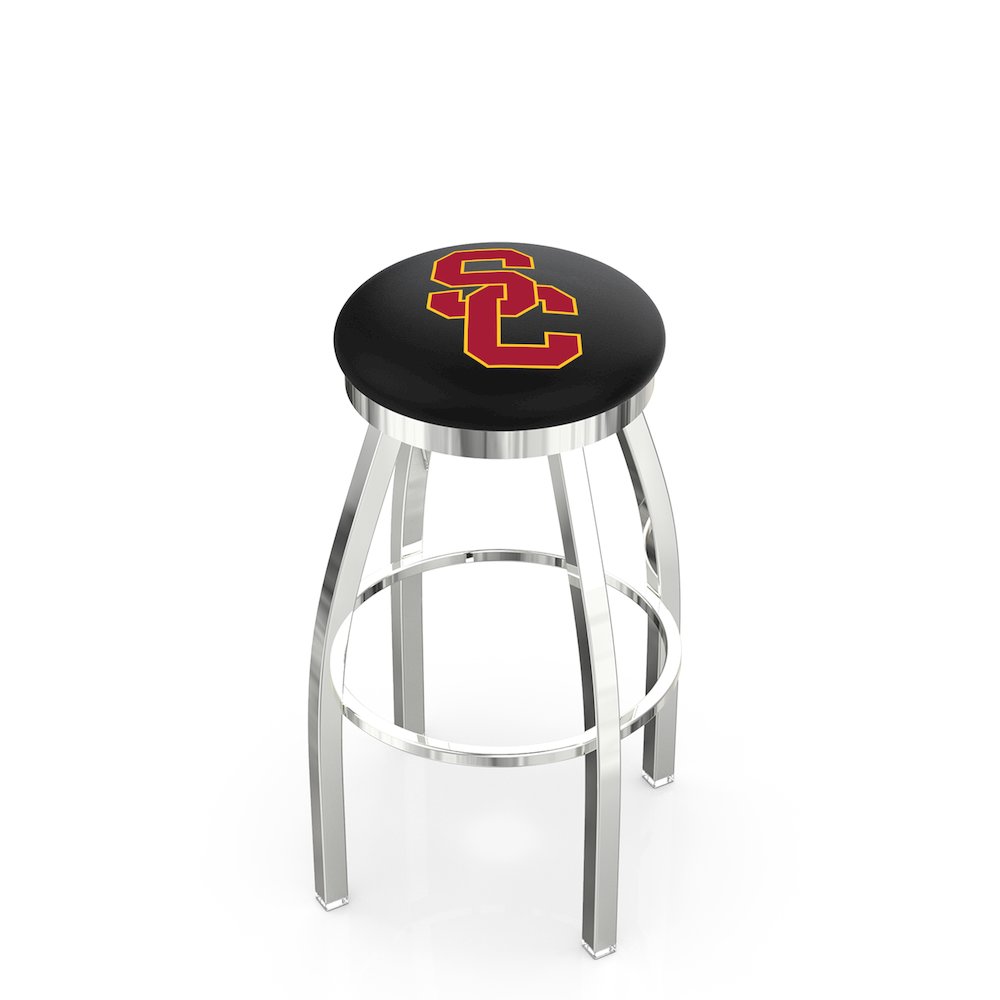 30" L8C2C - Chrome USC Trojans Swivel Bar Stool with Accent Ring by Holland Bar Stool Company