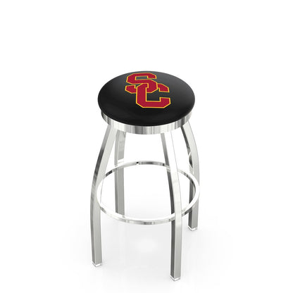 30" L8C2C - Chrome USC Trojans Swivel Bar Stool with Accent Ring by Holland Bar Stool Company
