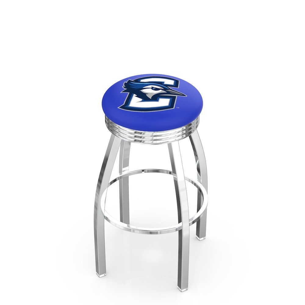 25" L8C3C - Chrome Creighton Swivel Bar Stool with 2.5" Ribbed Accent Ring by Holland Bar Stool Company