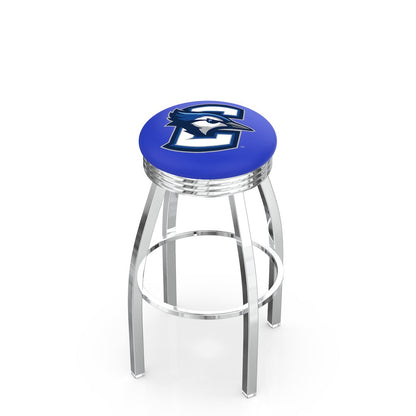 25" L8C3C - Chrome Creighton Swivel Bar Stool with 2.5" Ribbed Accent Ring by Holland Bar Stool Company