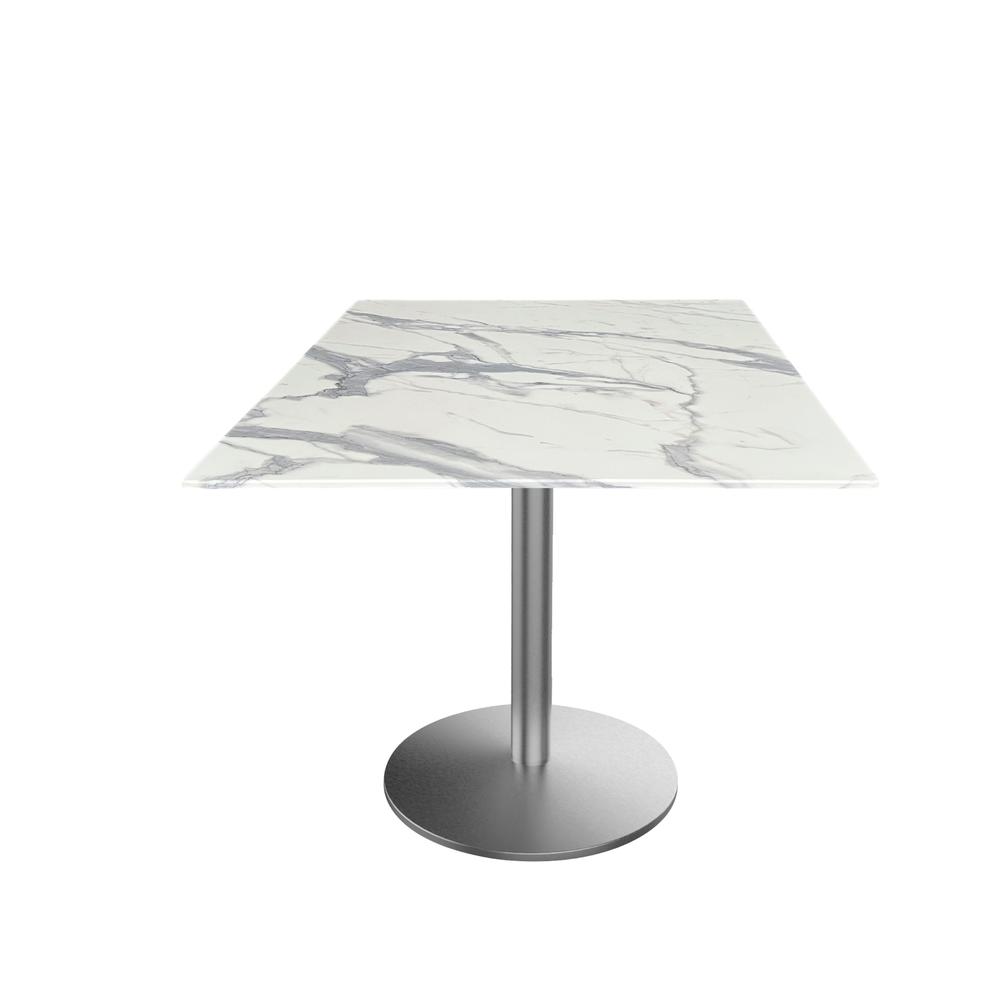 30" Tall OD214 Indoor/Outdoor All Season Table with 32" x 32" Square White Marble Top