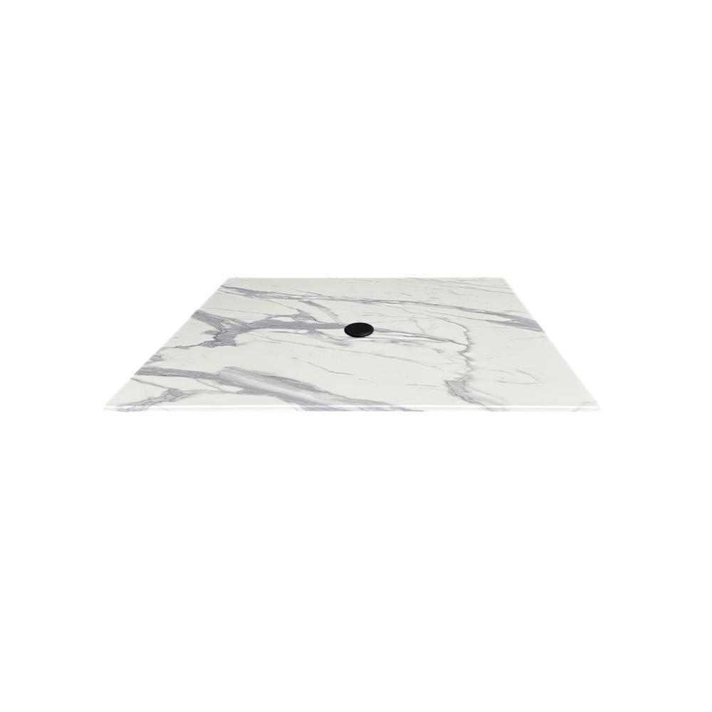 32" x 32" White Marble, Indoor/Outdoor All-Season EuroSlim Table Top with Umbrella Hole
